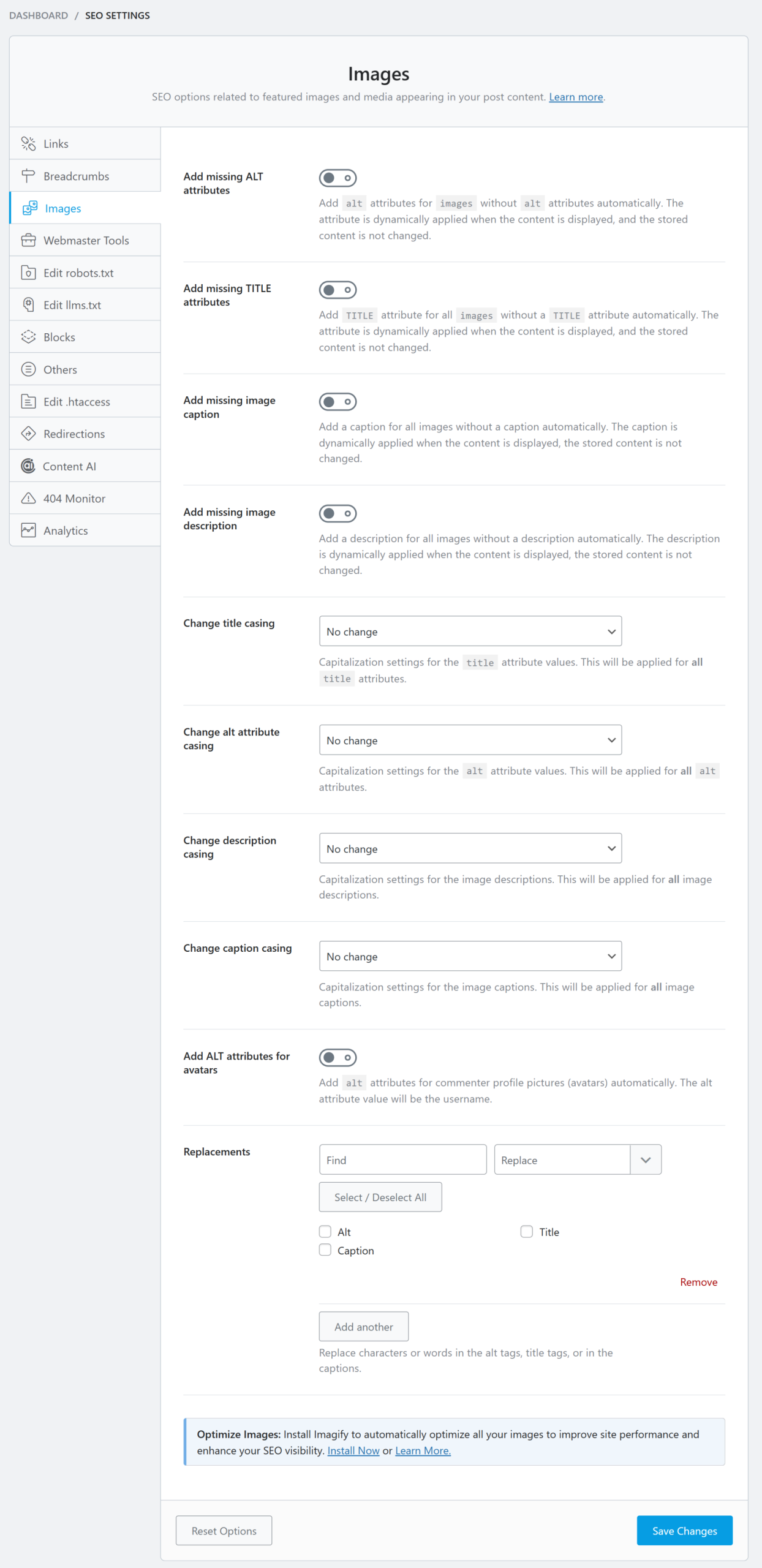 Image SEO settings in Rank Math