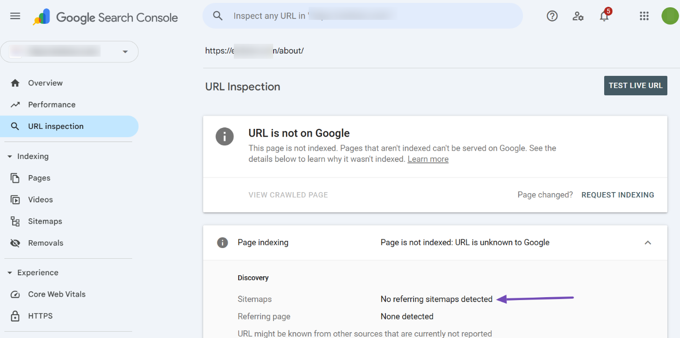 No referring sitemaps detected