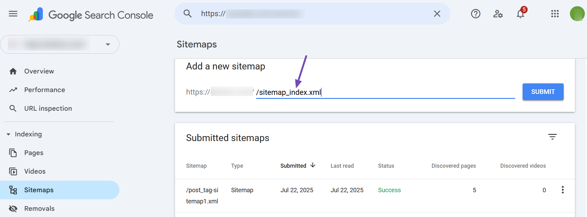 Submit sitemaps to Google Search Console