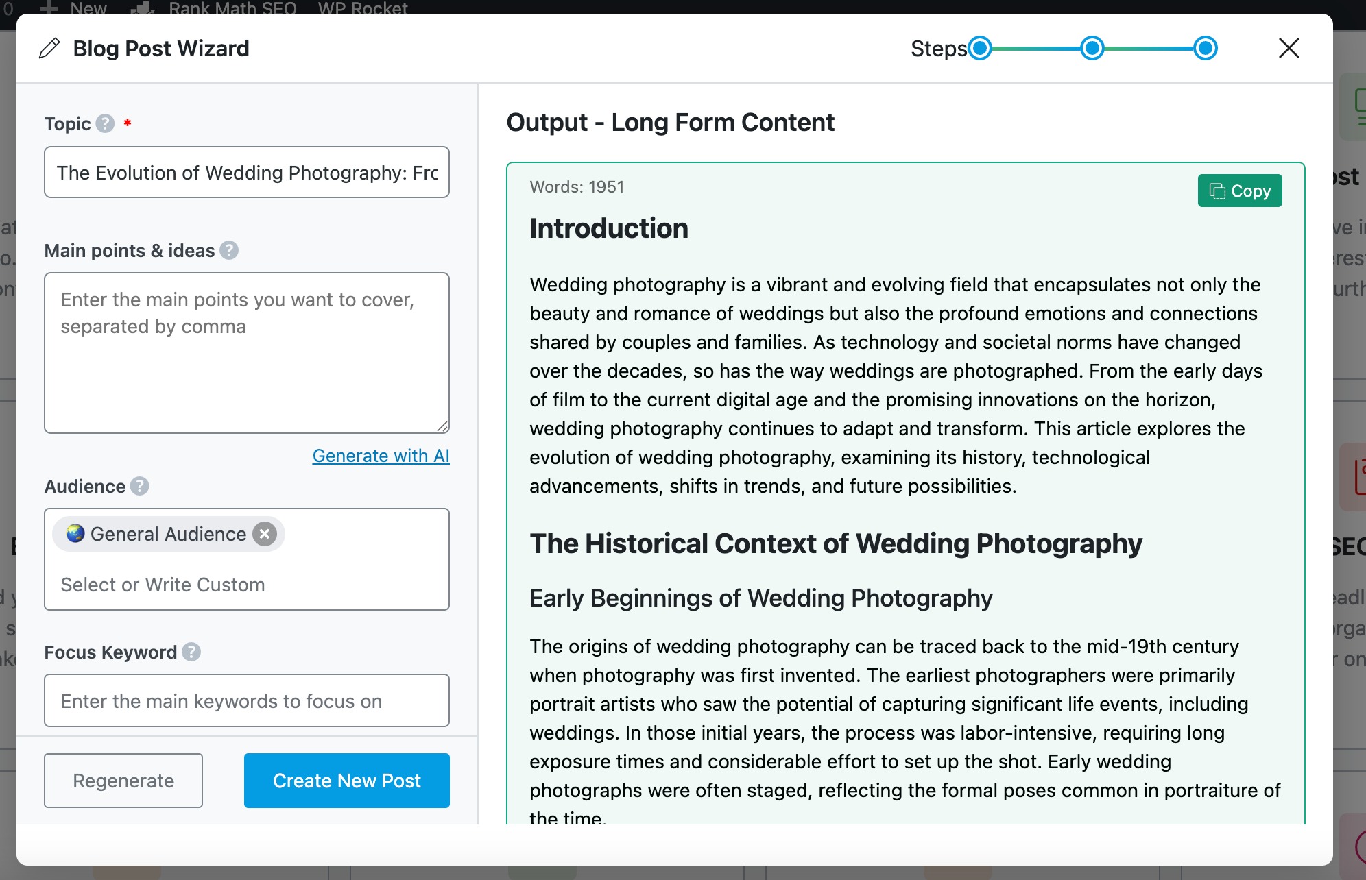Long-form content generated