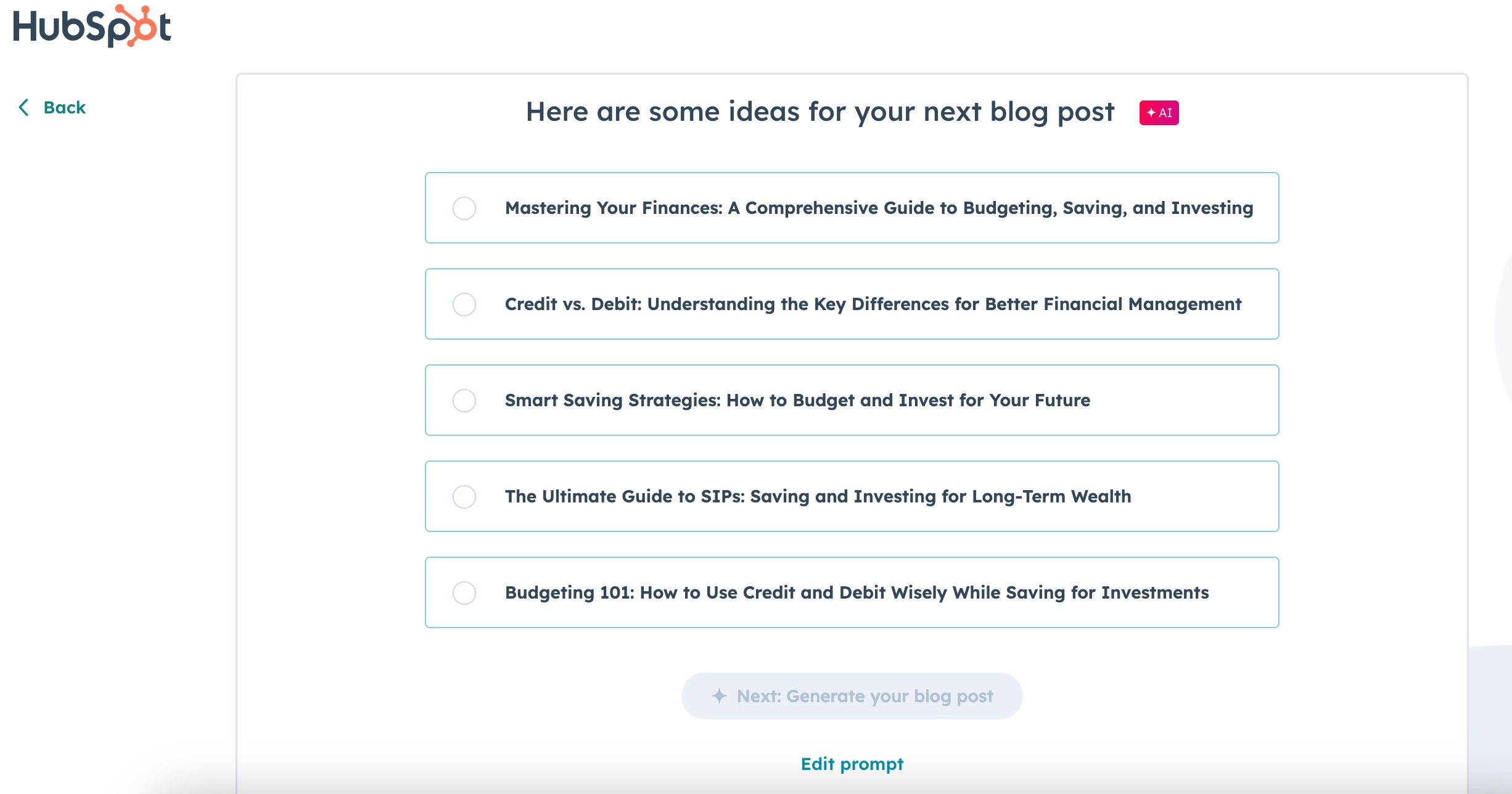 Ideas for blog post