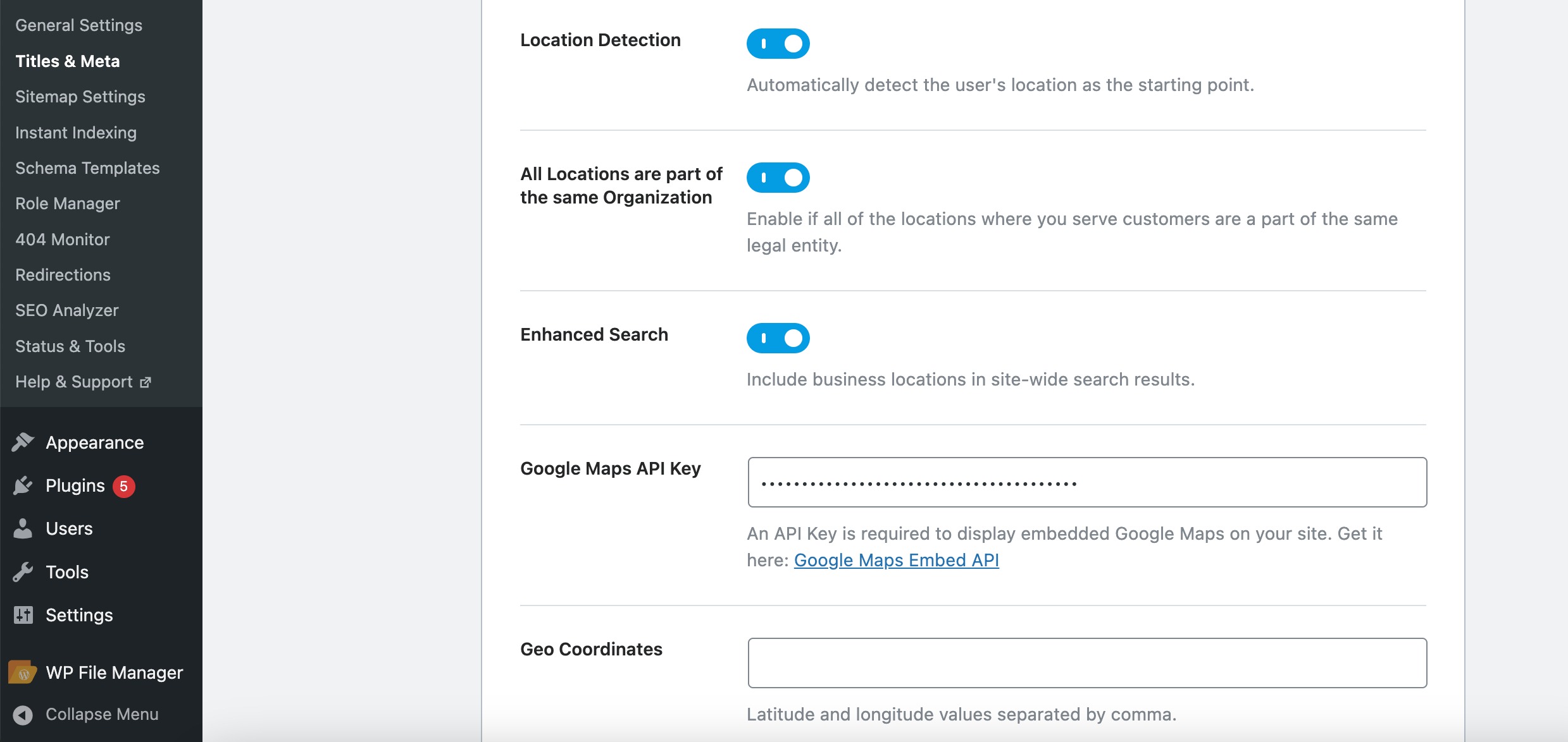 Location options