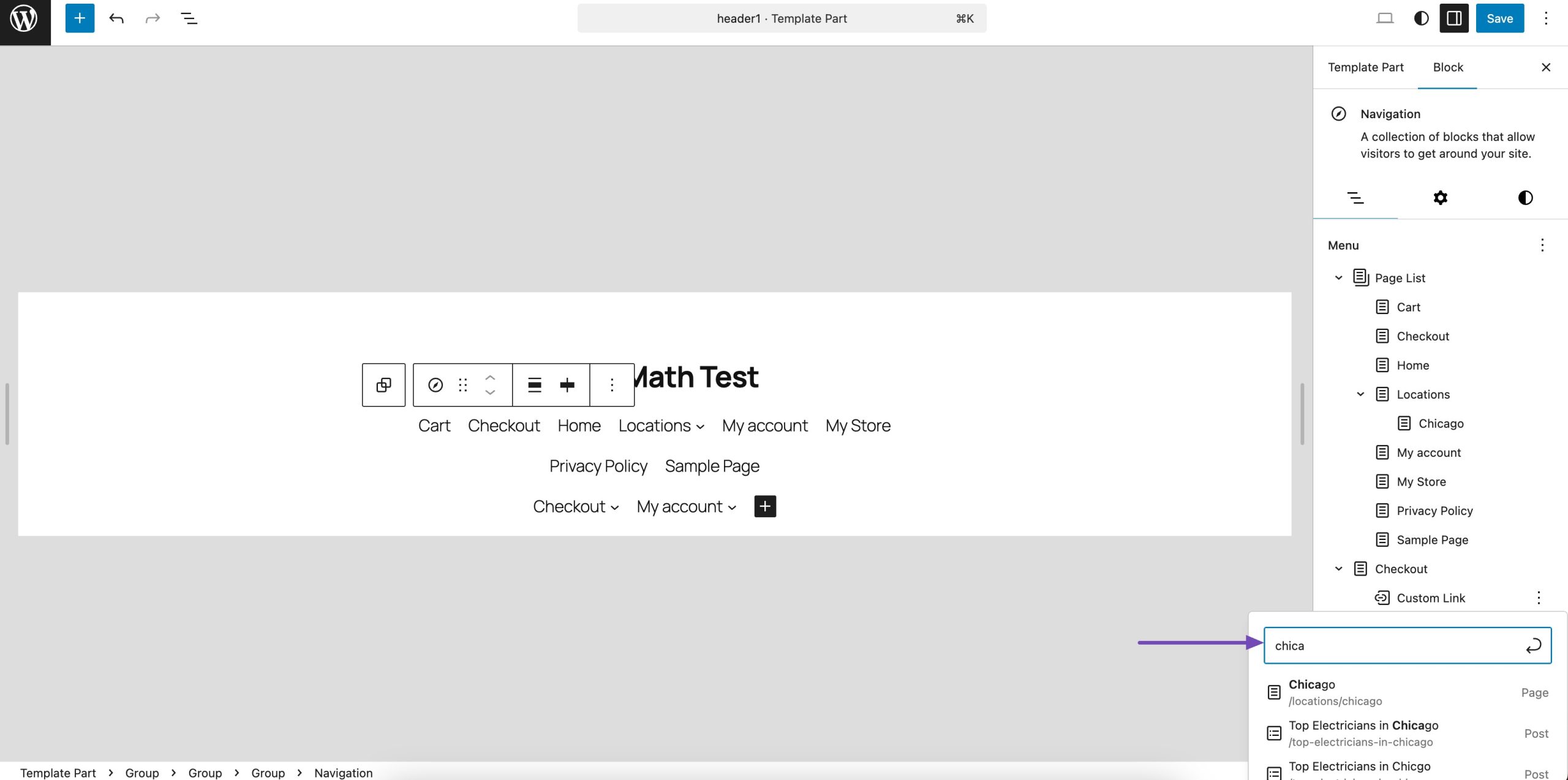 Search for page