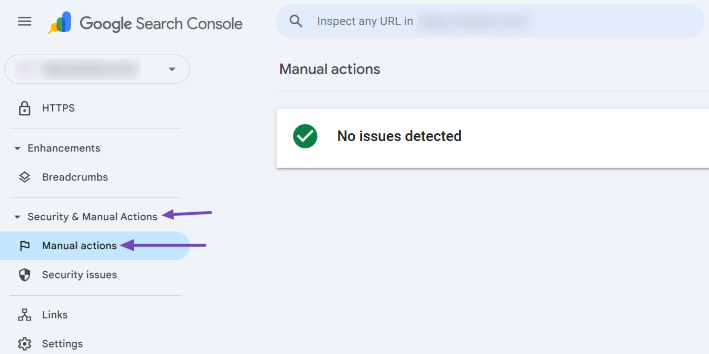 select Manual actions in GSC