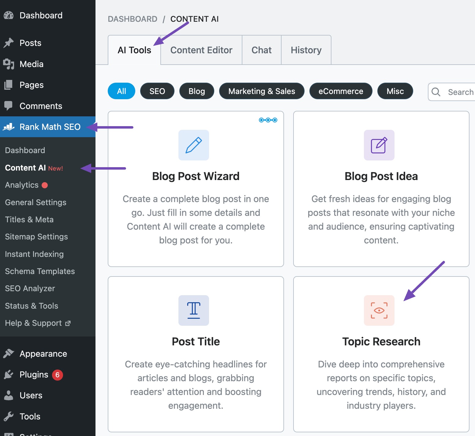 Select Topic Research AI tool