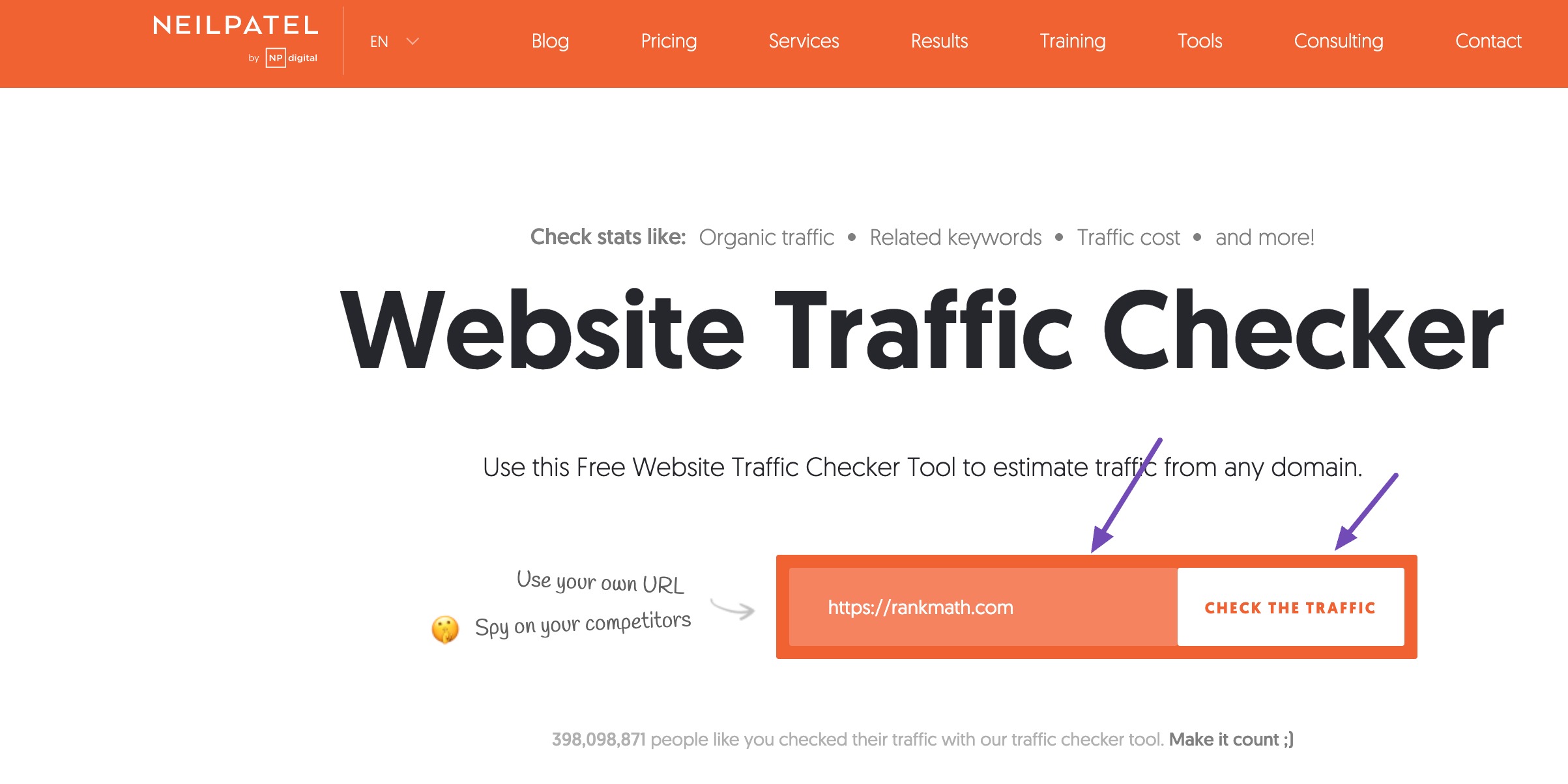 Ubersuggest Traffic Checker