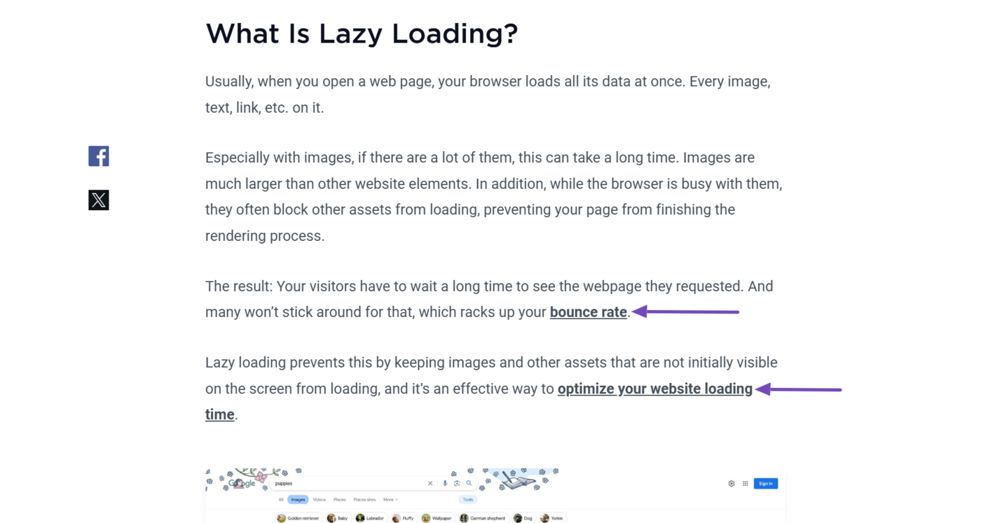 A sample of a black-colored anchor text on a webpage