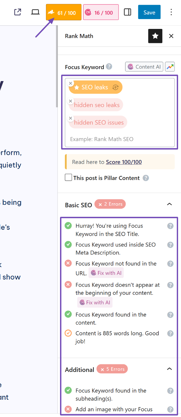 Add multiple keywords in WordPress