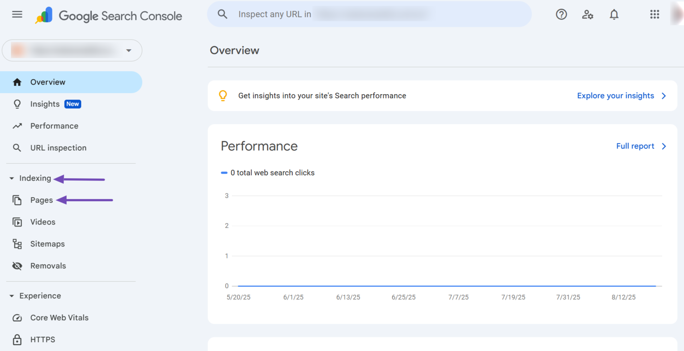 Click Pages in Google Search Console
