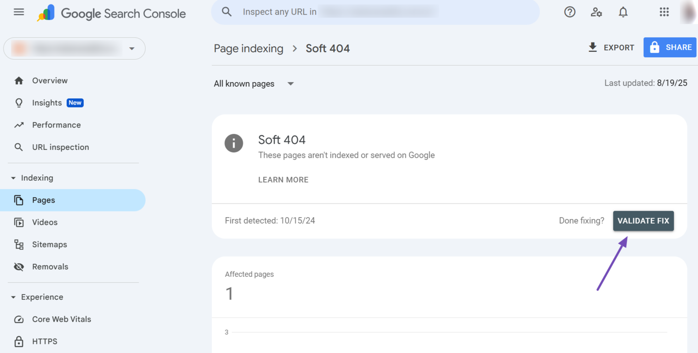 Click Validate Fix after resolving the issue