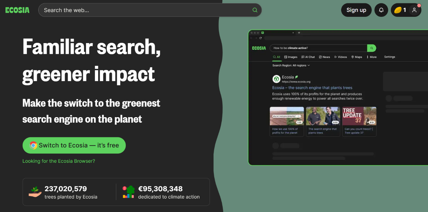 Ecosia search engine
