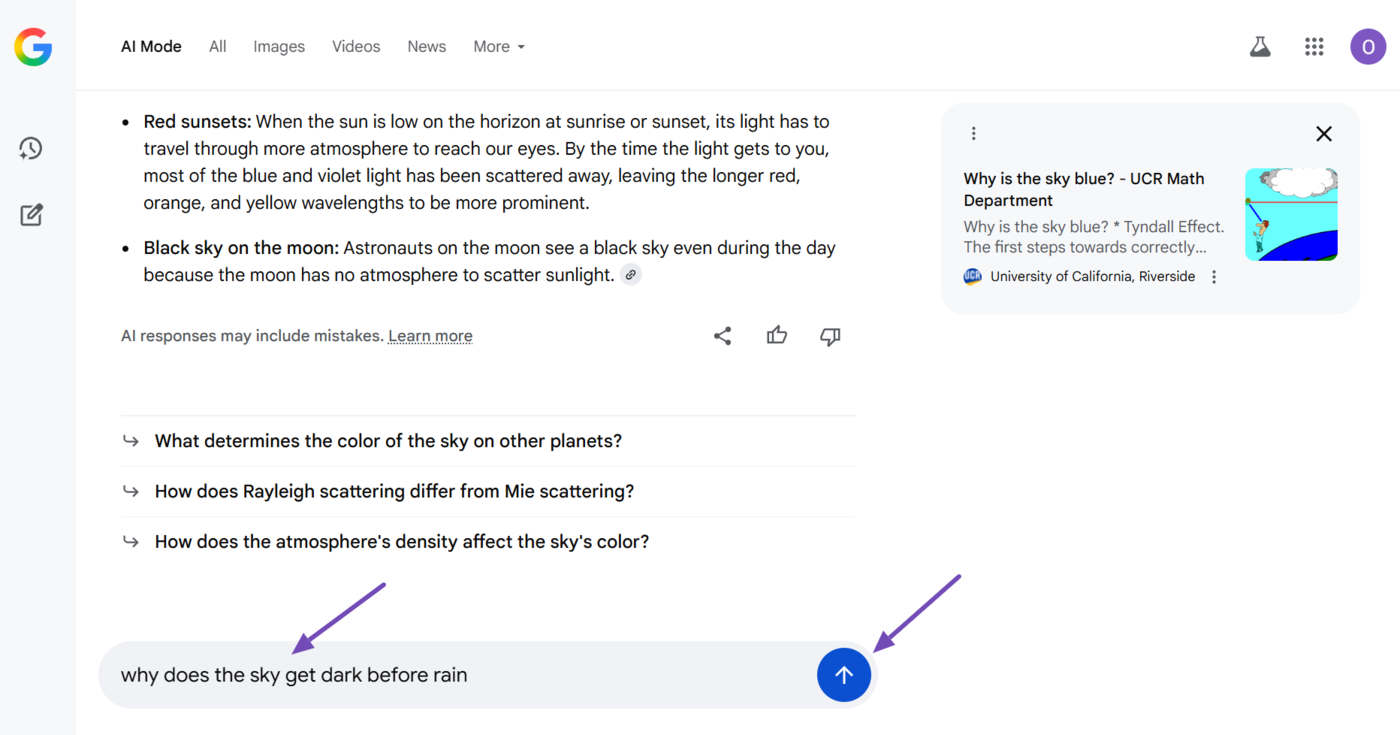 Enter additional questions into the chatbox