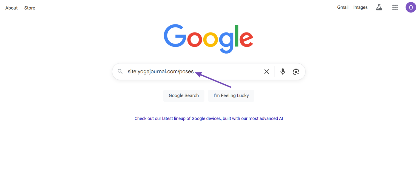 Enter the URL using the site command into Google