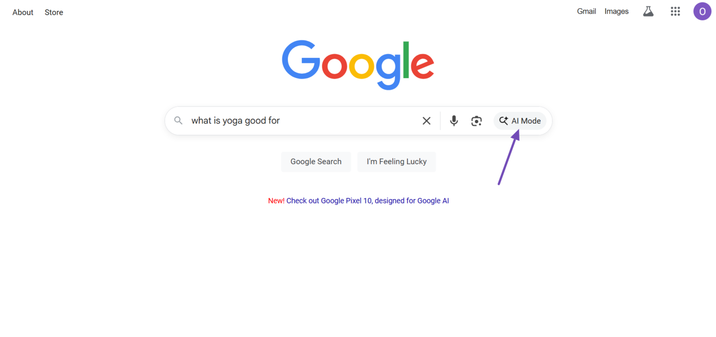 Head to google.com and click AI Mode