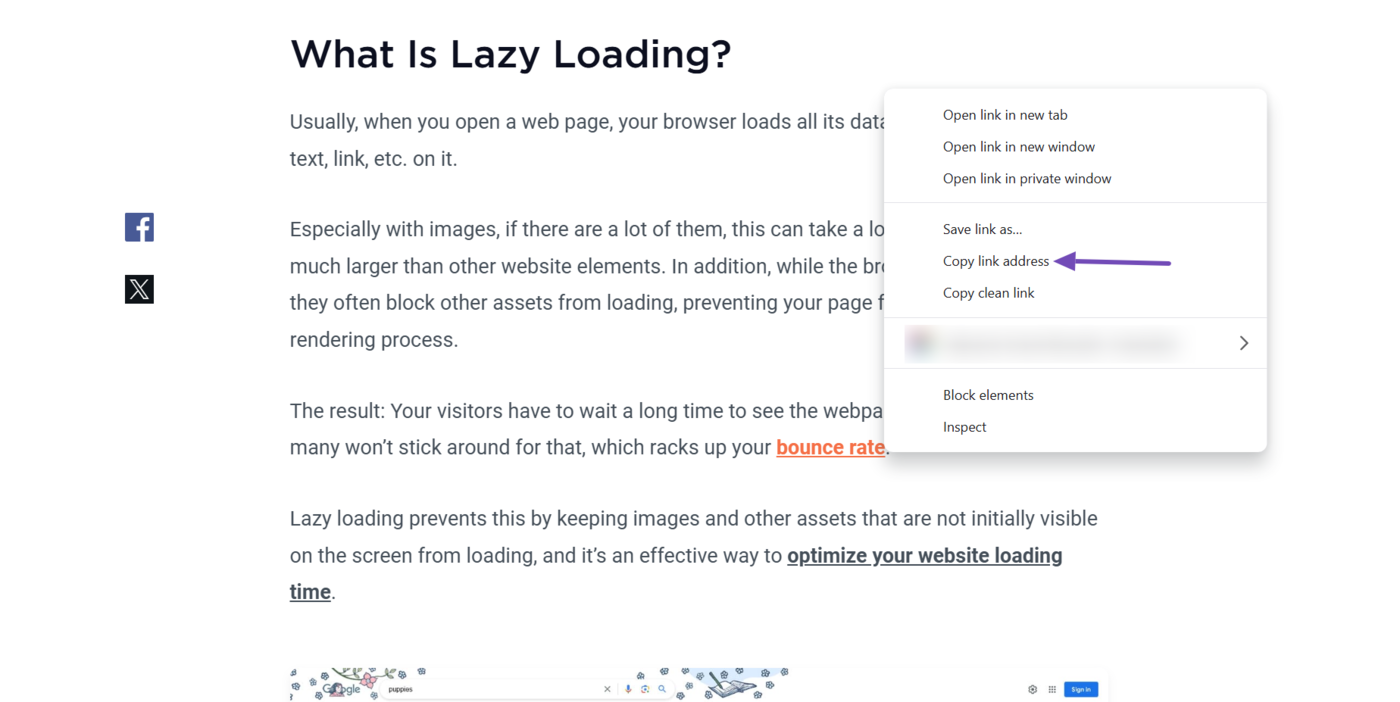 Right-click the anchor text and click Copy link address to copy