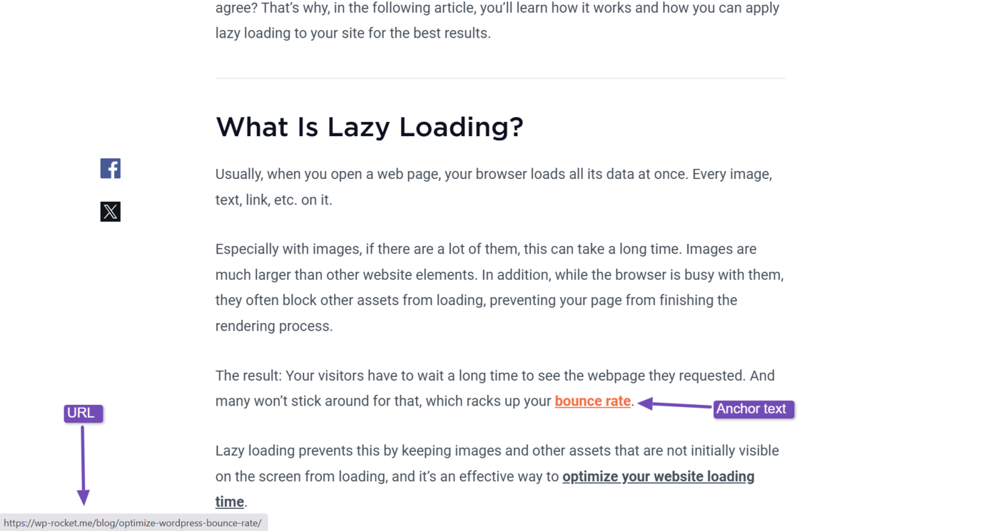Sample of the anchor text URL on a browser