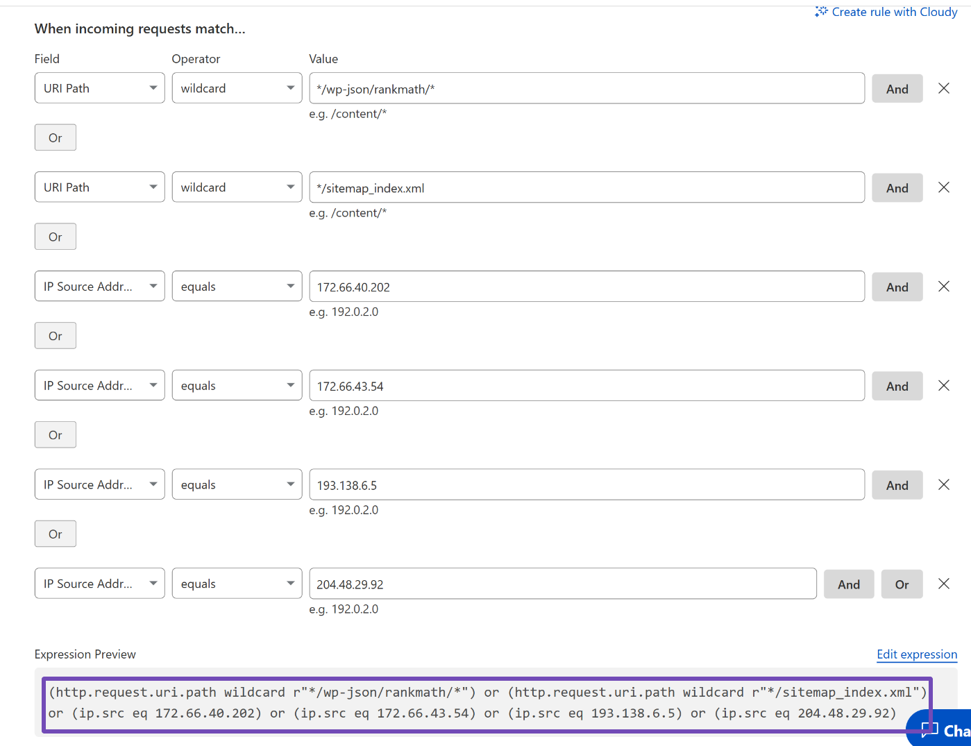 Whitelist Rank Math's IP Address in Cloudflare