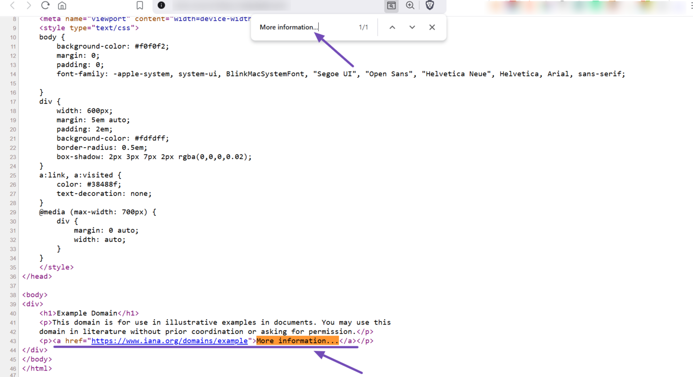 You will see the anchor text in the source code