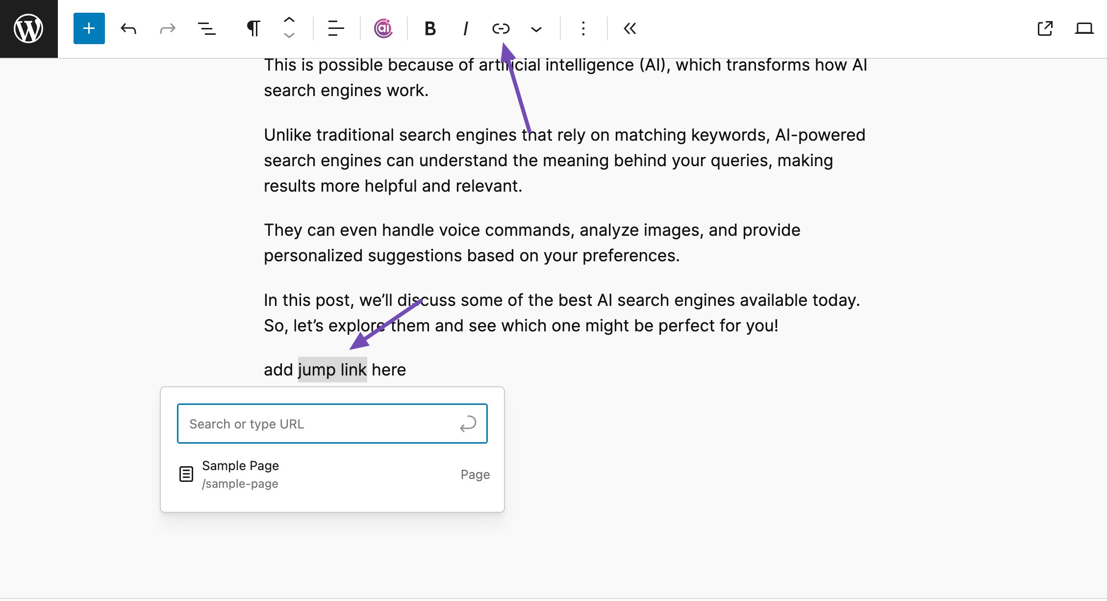 Add a link to your anchor