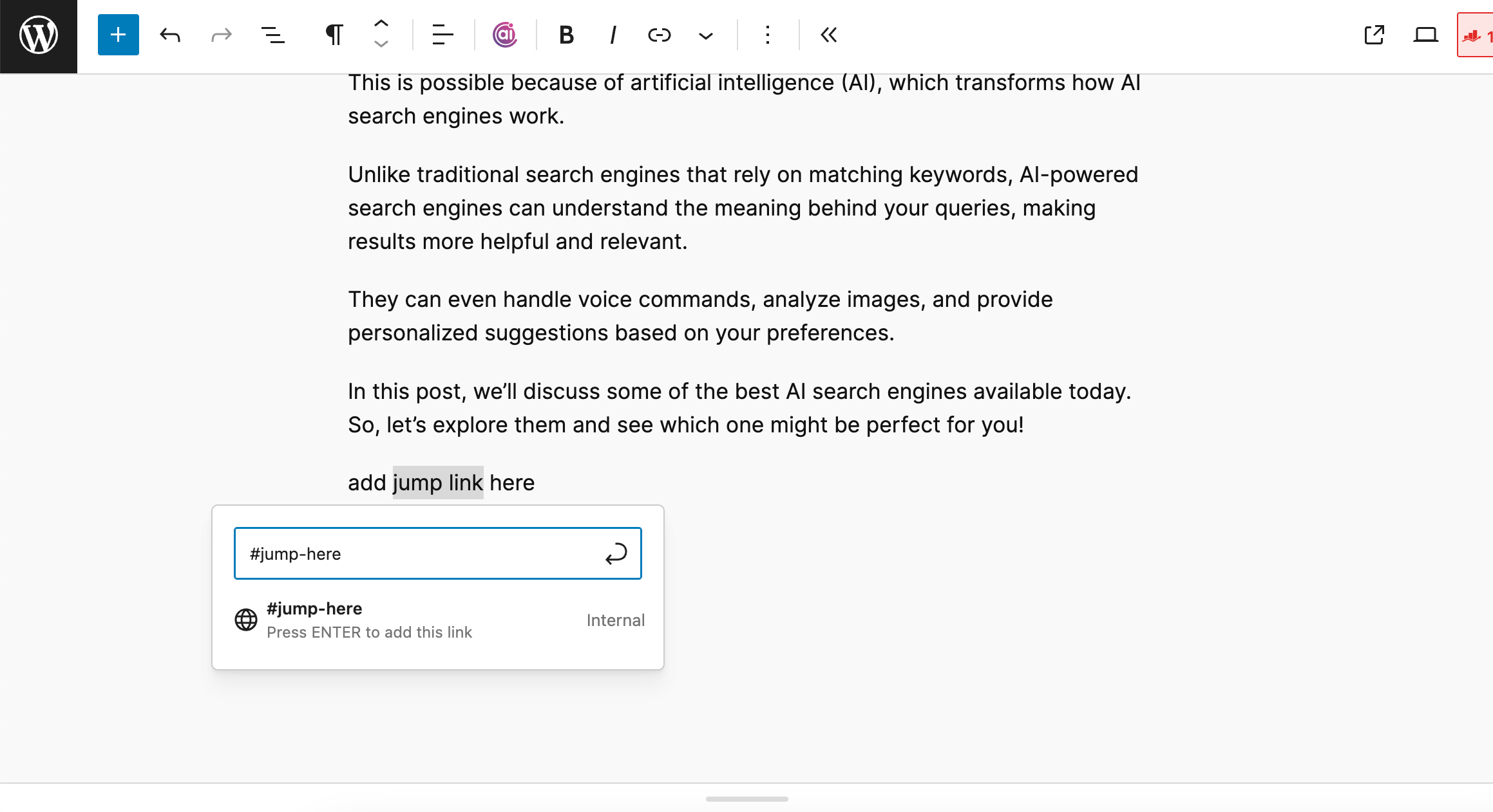Add a link to your HTML anchor