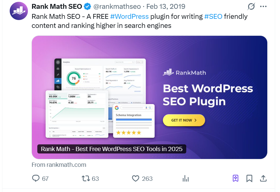 An example of a Twitter card