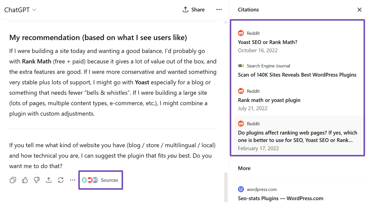 ChatGPT cites Reddit