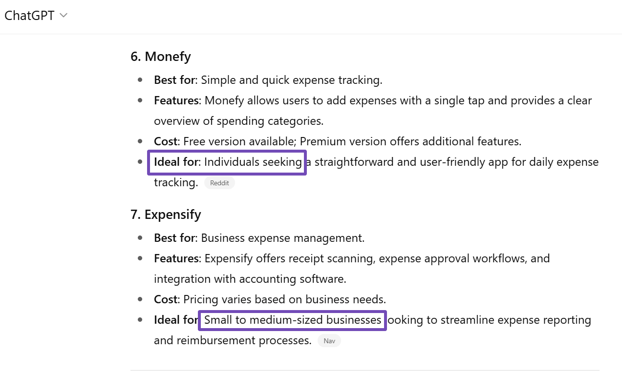 ChatGPT often prioritizes options suited for individuals or small businesses