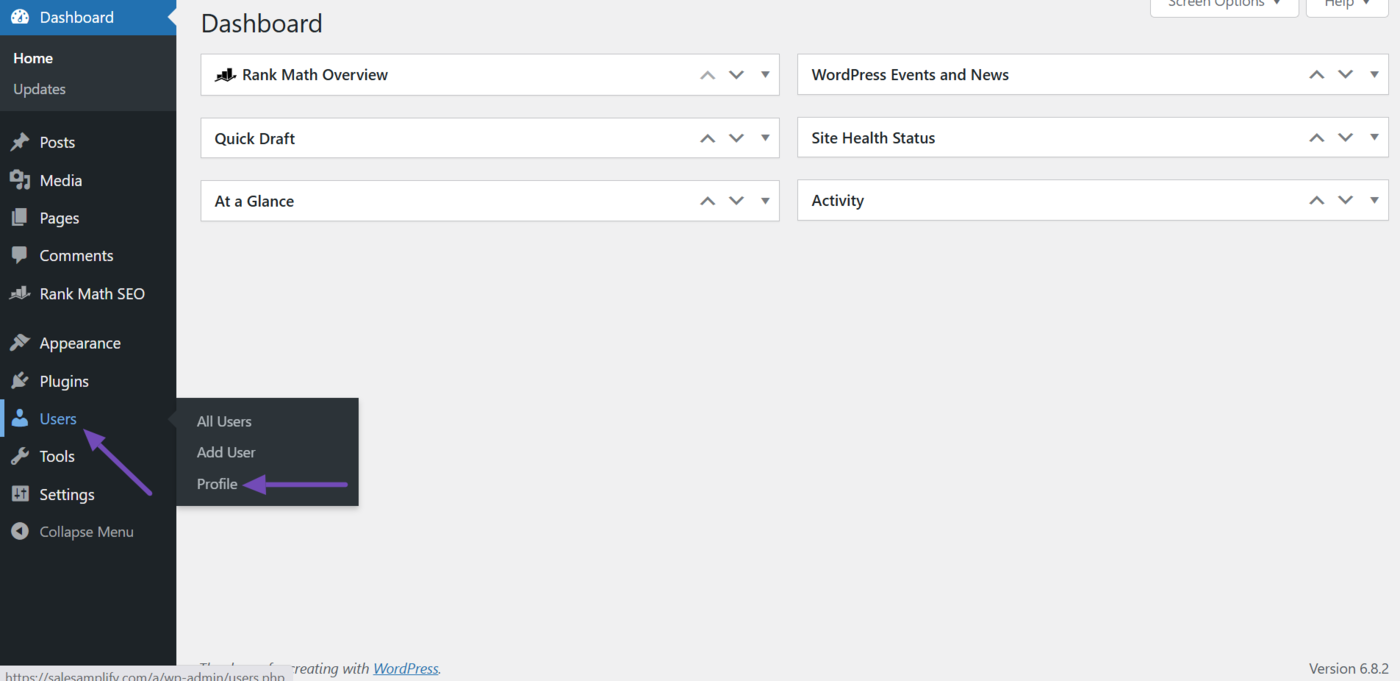 Head to Users Profile from your WordPress dashboard
