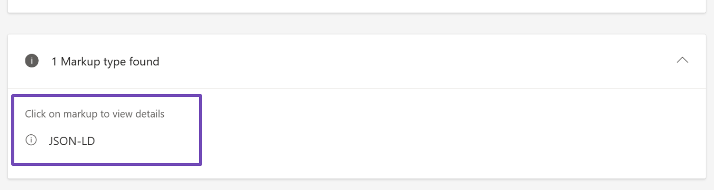 Markup type found on Bing