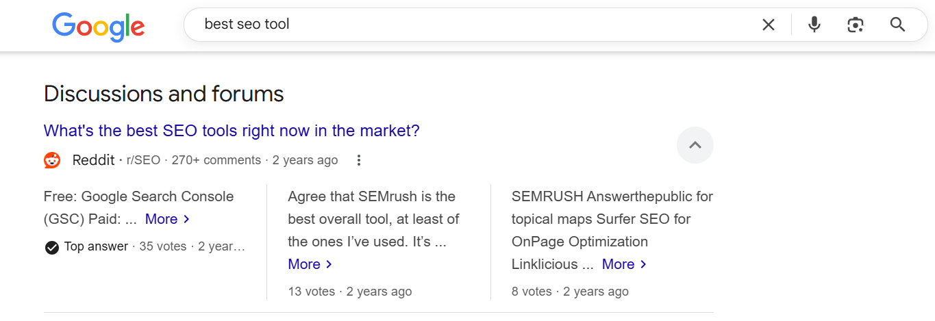 Reddit ranking on Google