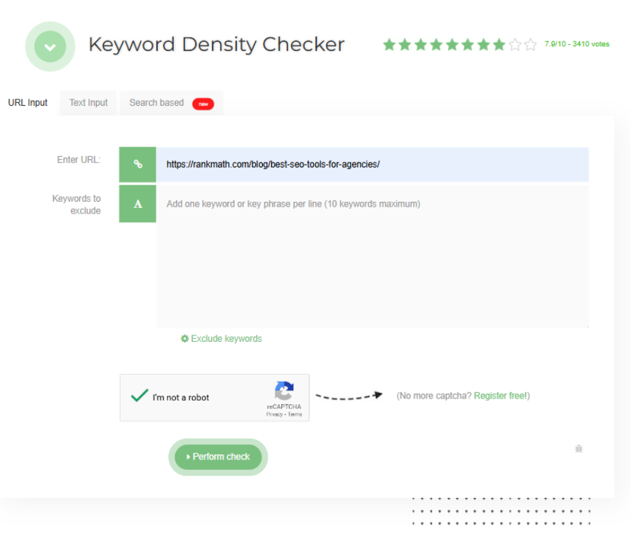 SEO Review Tools Keyword Density Checker