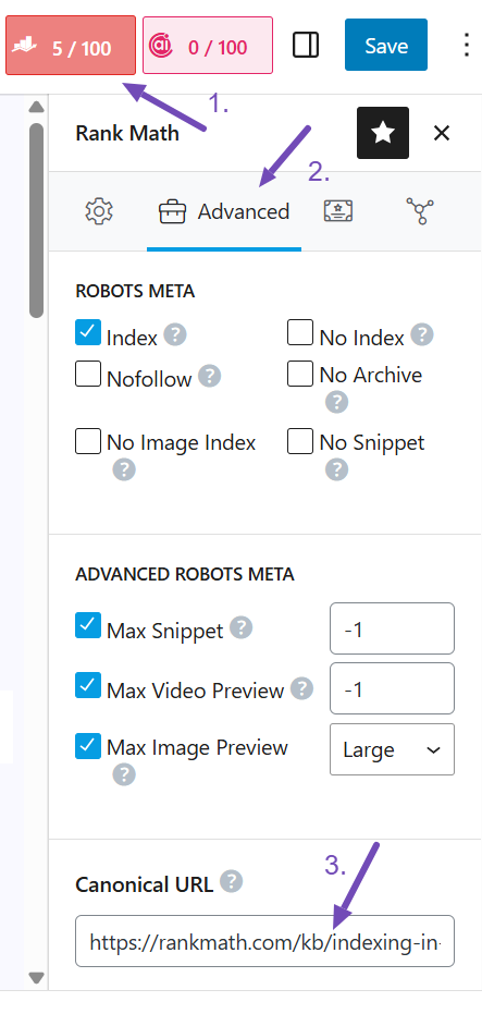 Set canonical URL in Rank Math