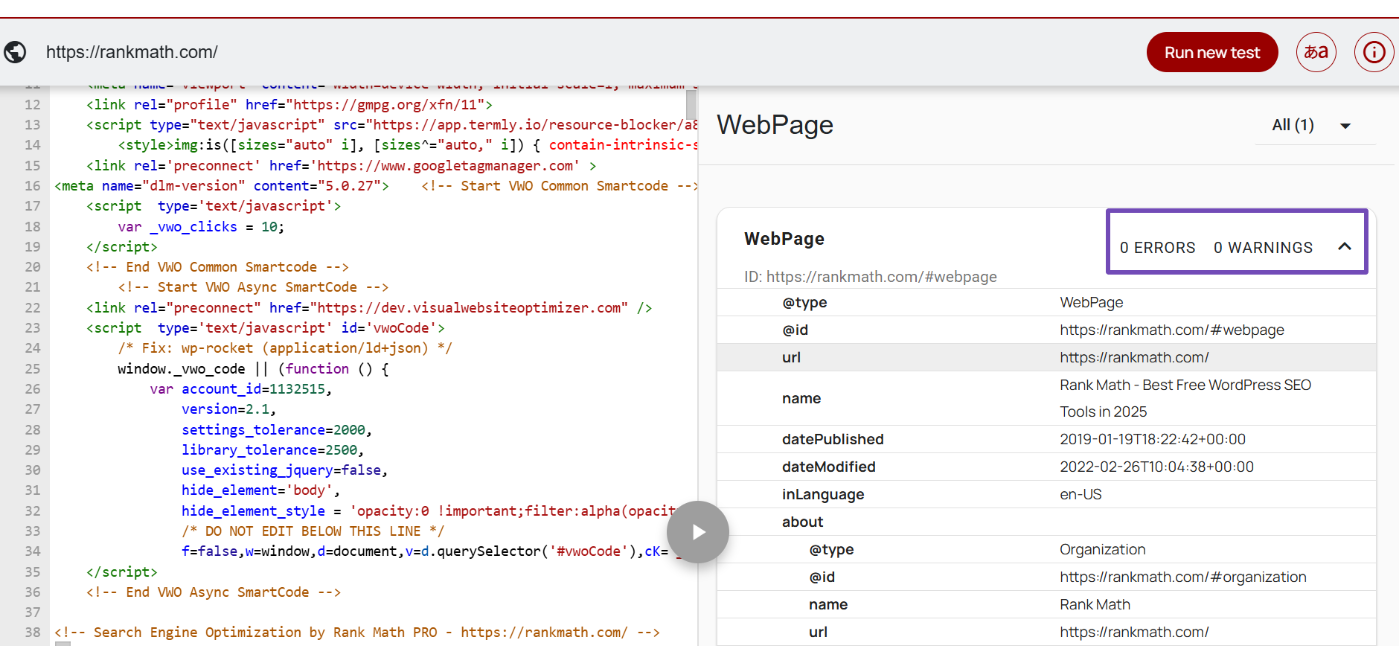 View detected Schema in Schema.org