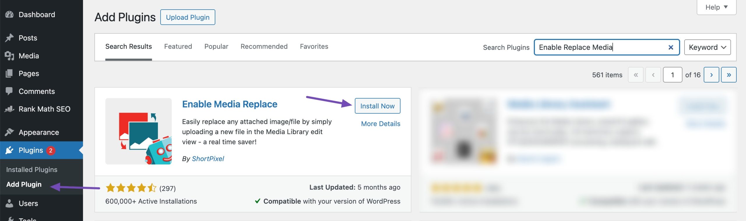Install and activate the plugin to replace image and media files
