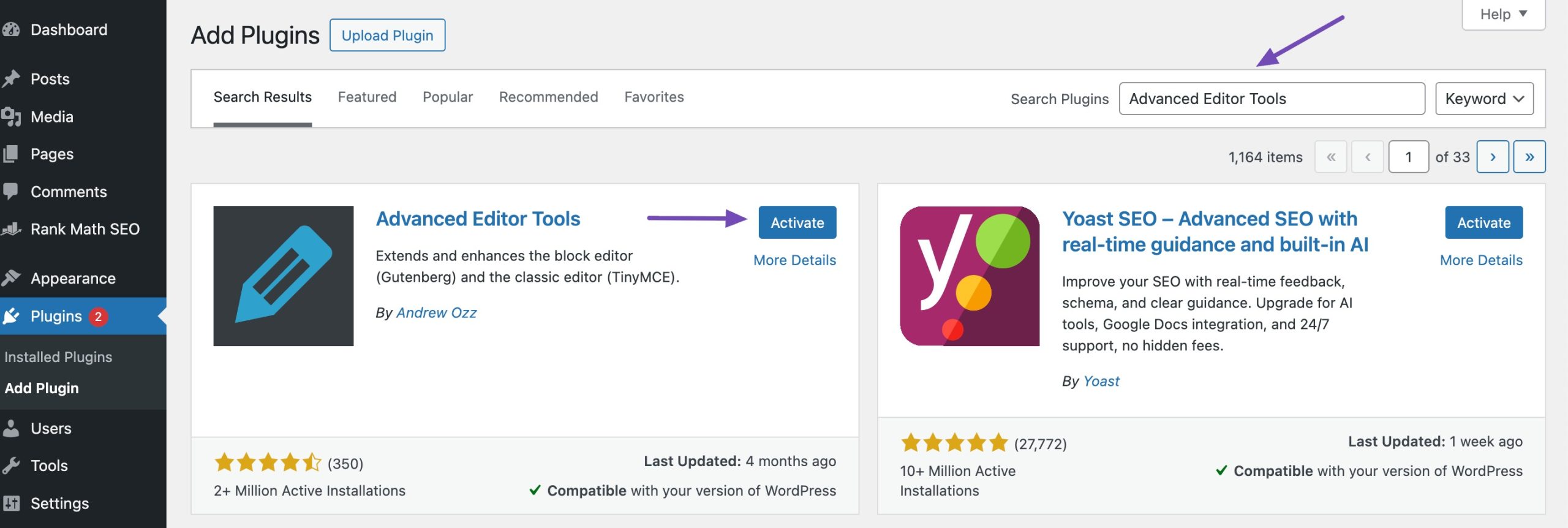 Install and activate Advanced Editor Tools