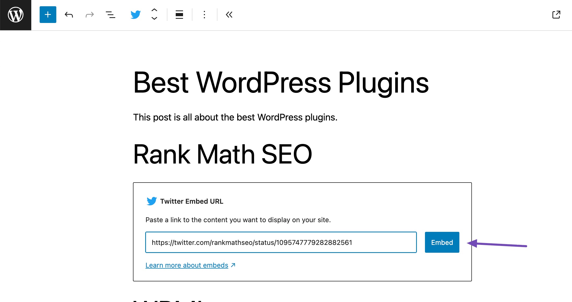 Paste the Twitter URL