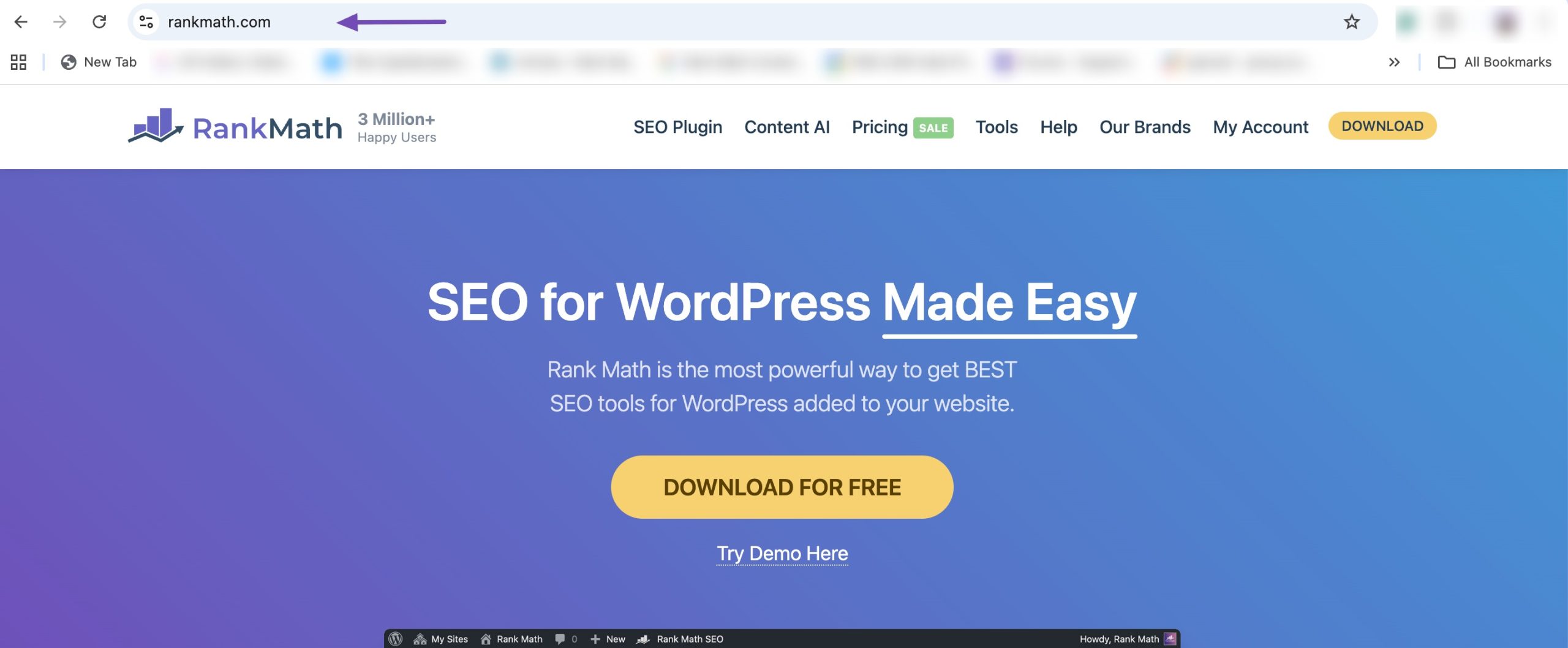 Example of WordPress Hoempage
