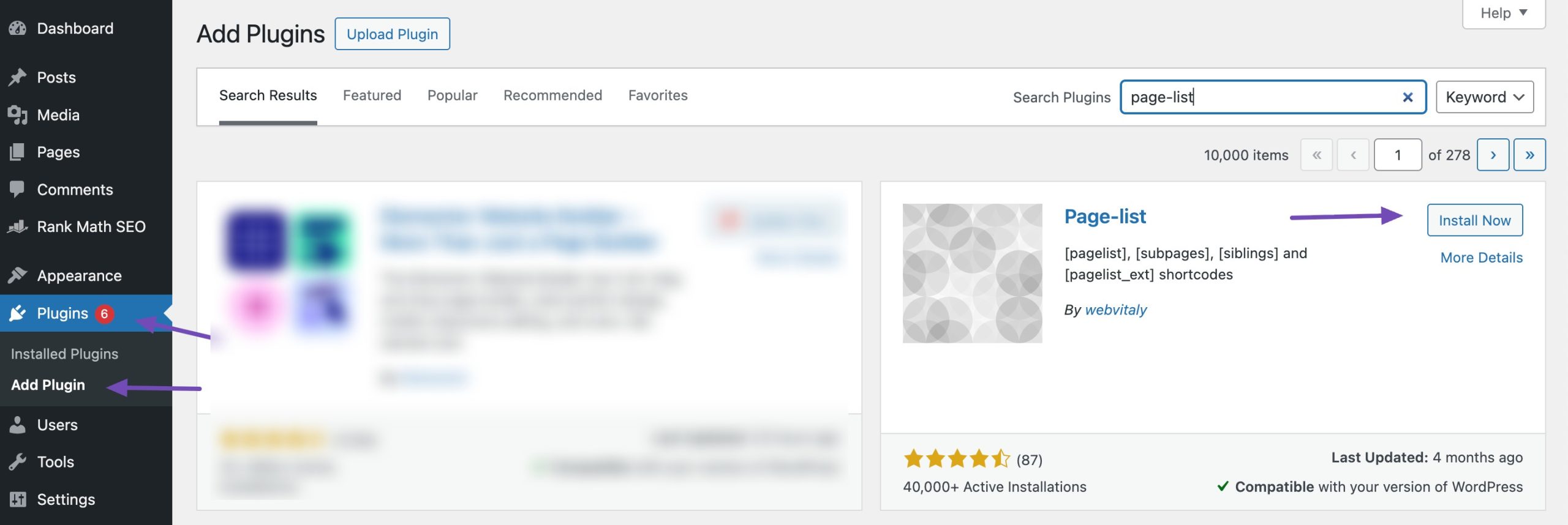 Install and activate Page list plugin