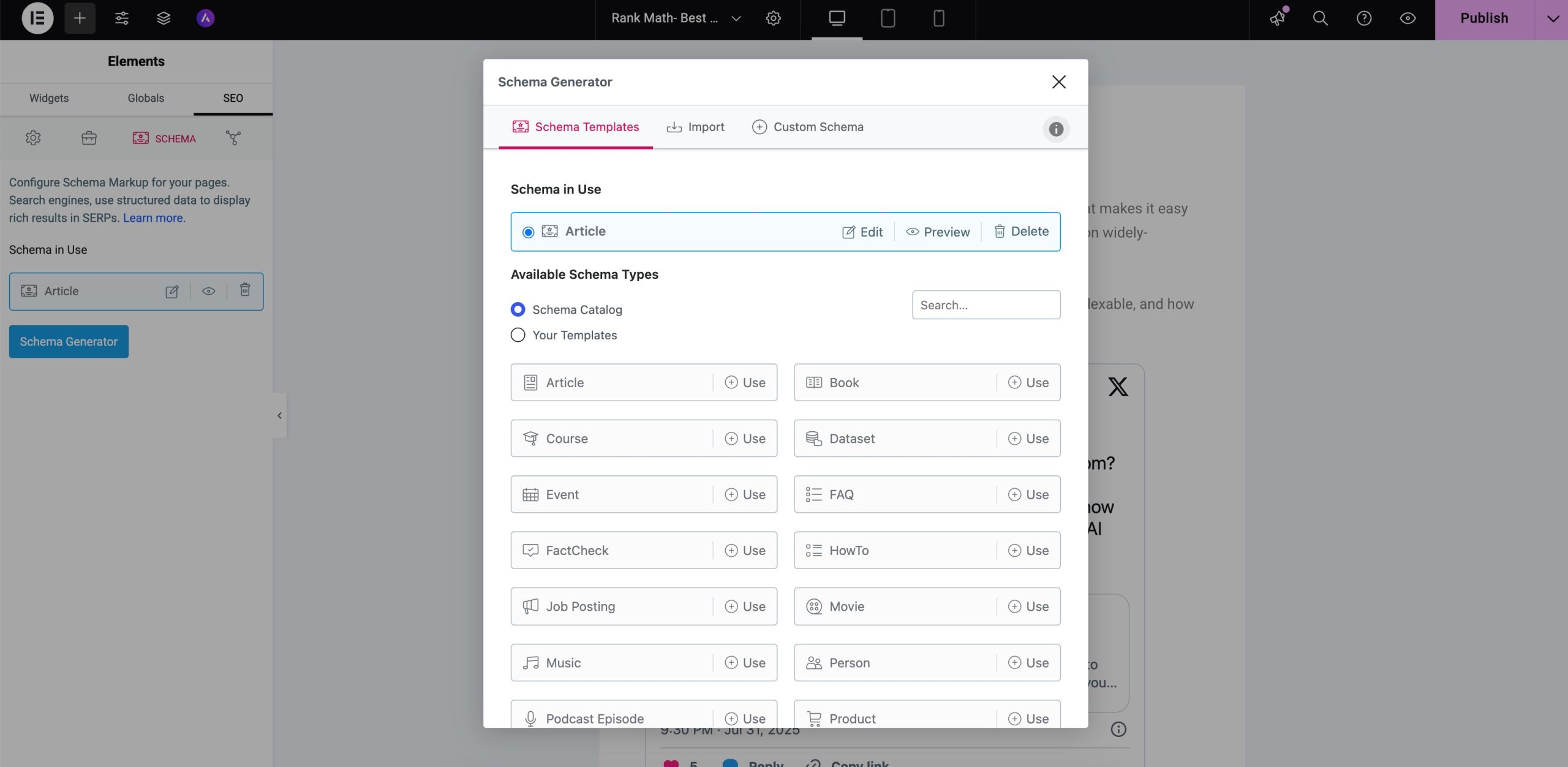 Elementor Rich Snippets Support