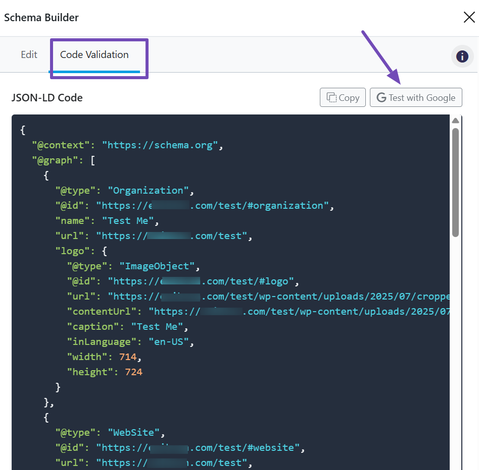 structured data testing tool in Rank Math