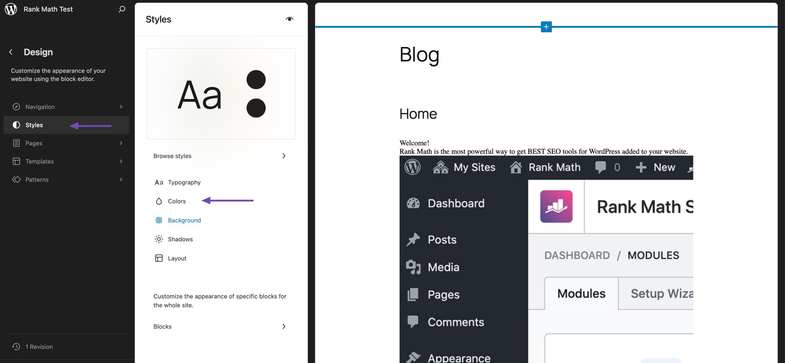 find colors option