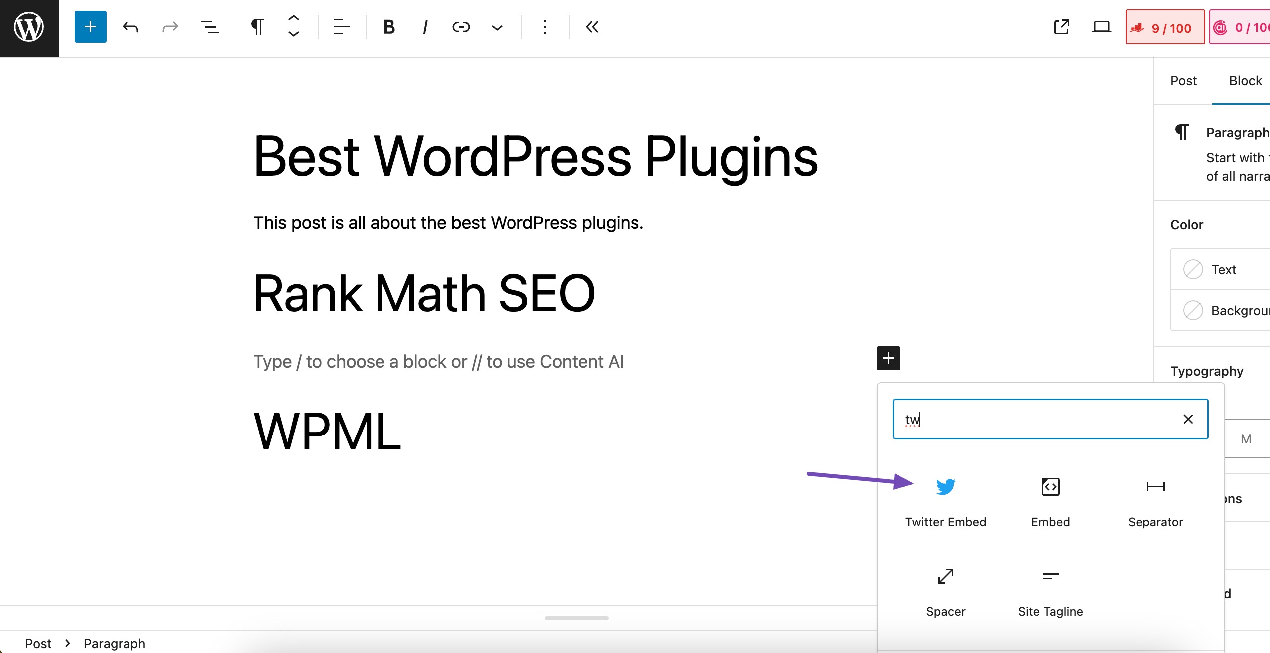 Copy the Tweet Embed link