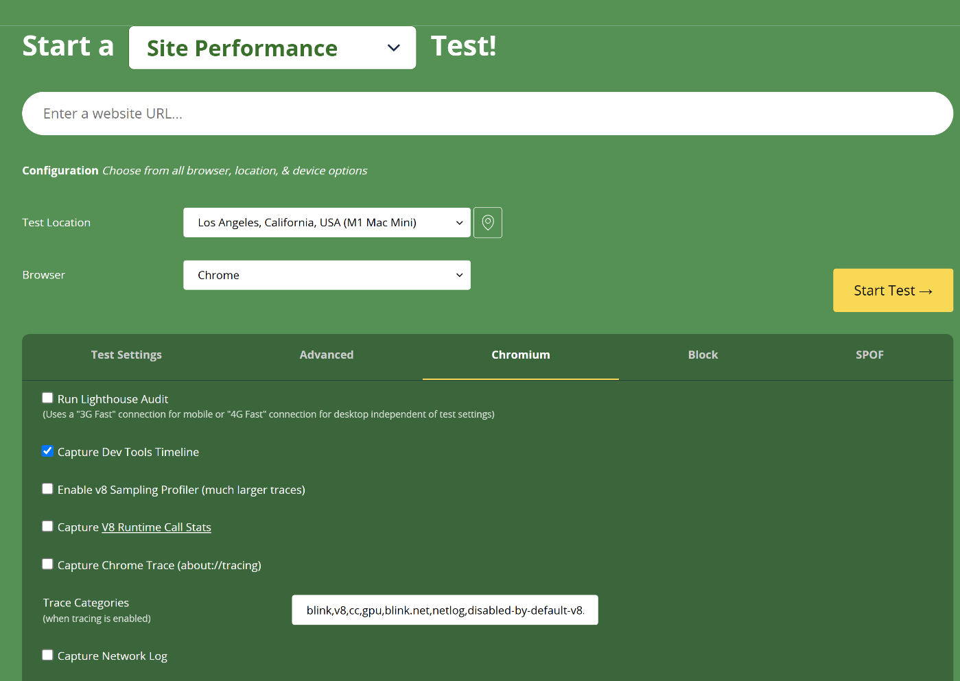 webpagetest website speed test