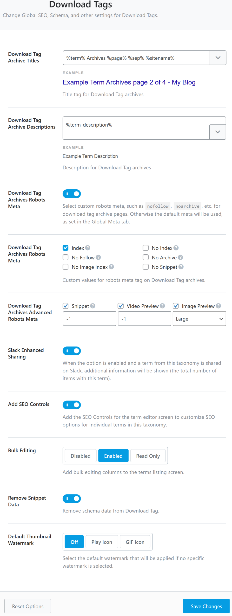 Download tag titles and meta settings