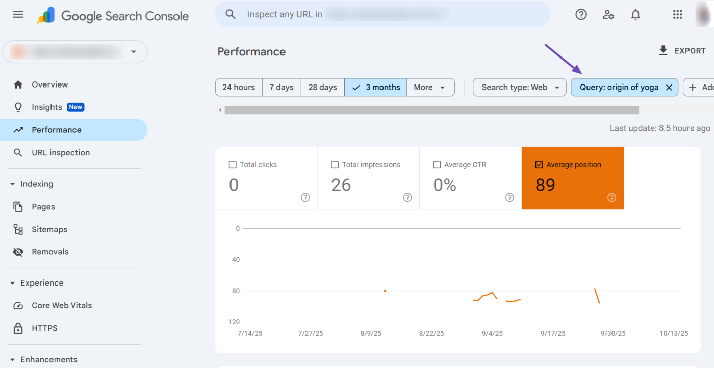 Google Search Console adds filters when you click on a dimension in the dimensions tab