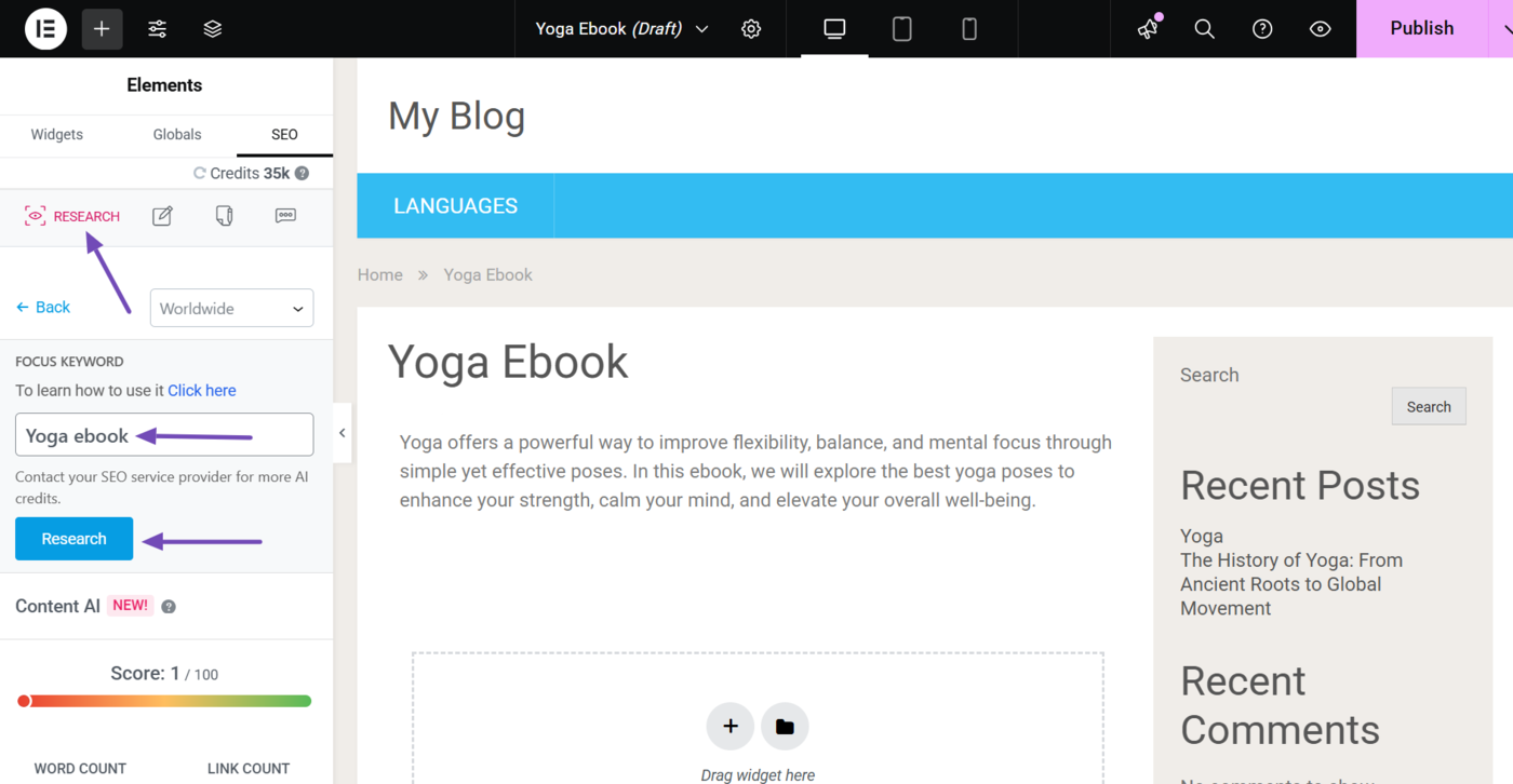 Overview of the Content AI Research view