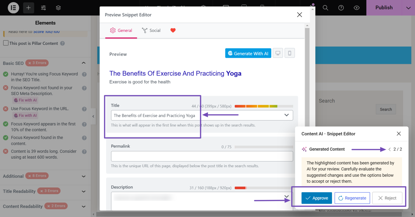Overview of the Content AI options included with your generated content