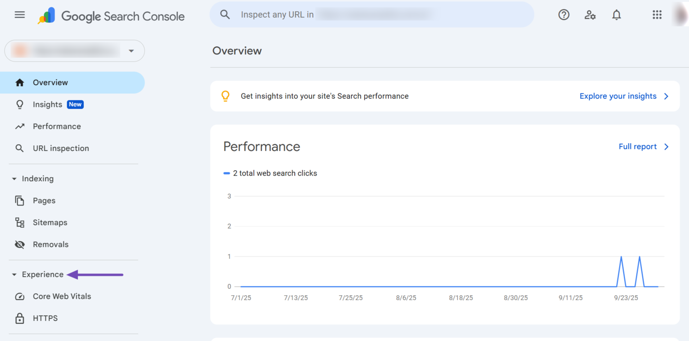 Overview of the Experience report in Google Search Console