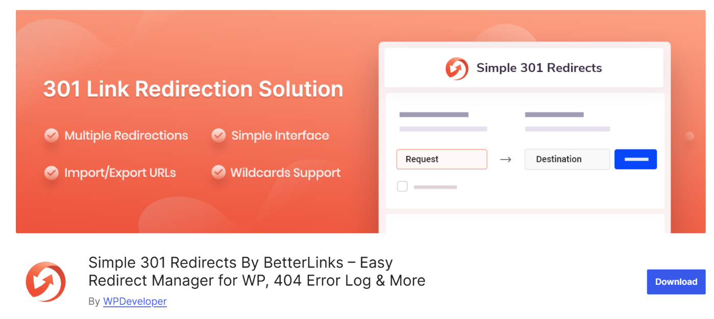 Simple 301 Redirects plugin