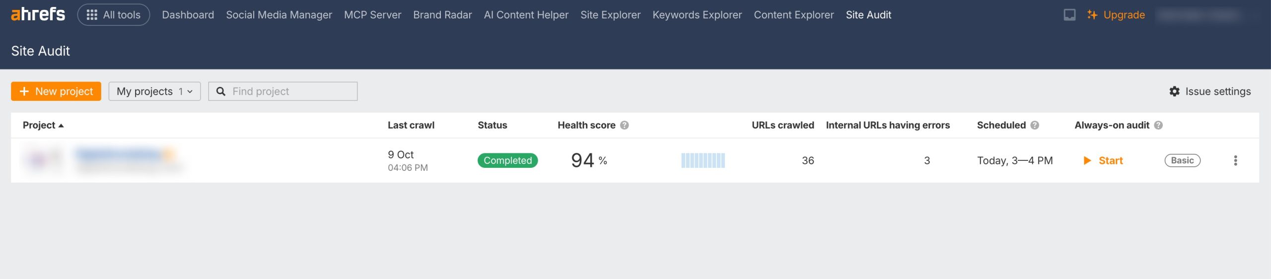 Ahrefs Site Audit